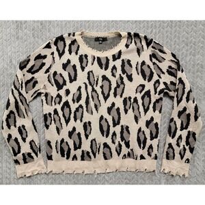 Fate Womens Distressed Sweater Brown Black Size Small‎ Leopard Animal Print